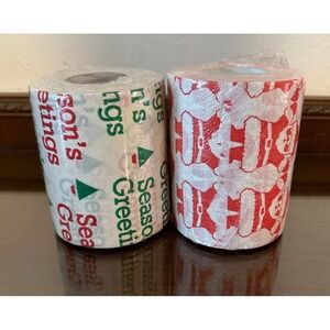 Lot of 2 Rolls Vintage Amscan Holiday Christmas Toilet Tissue Sealed New‎